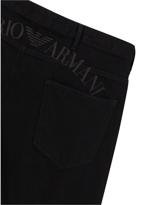 Jeans J06 slim fit in denim con maxi lettering ricamato EMPORIO ARMANI | Trousers | 6L1J06 1DS1Z0005